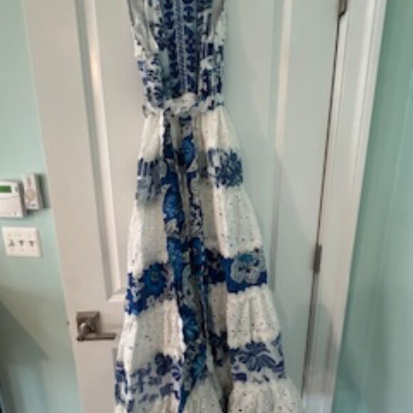 *New with tags* Farm Rio Maxi Dress Mixed White And Blue Prints - Picture 7 of 10
